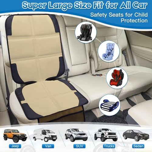 Image of Car Seat Protector for Child Car Seat, 2 Pack Baby Car Seat Covers with Mesh Pockets & Non-Slip Backing 600D Durable Seat Protector