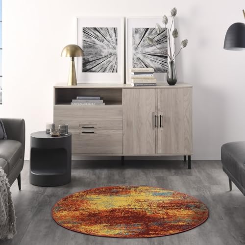Tapete redondo Nourison Home Essentials Flame 4' miniatura 3