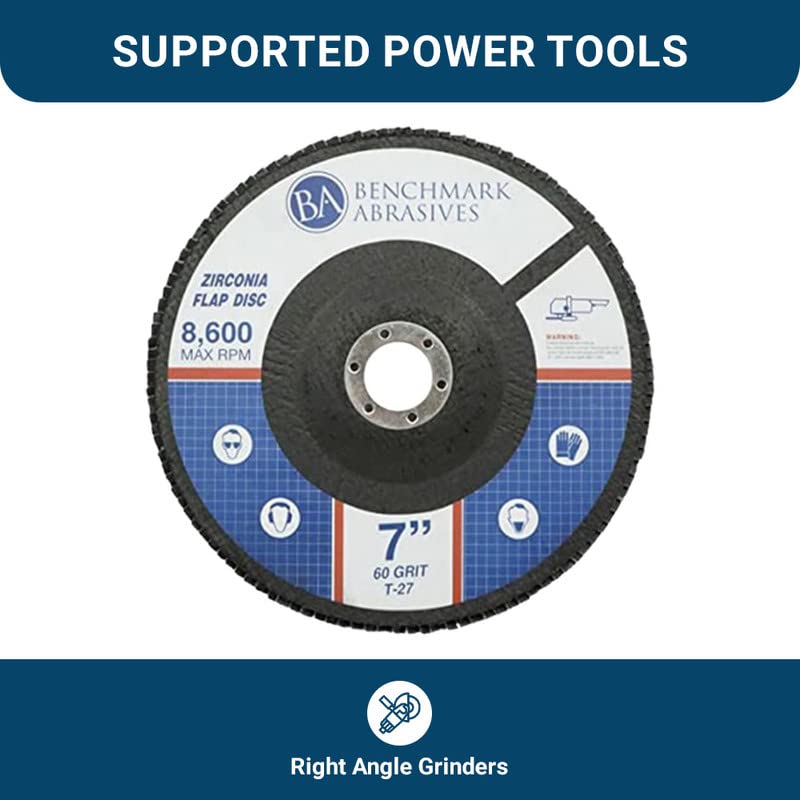 Miniatura 6 de Benchmark Abrasives Discos de solapa tipo 27 de circonio jumbo de alta densidad de 7 x 78 pulgadas para lijar, eliminar stock y óxido, acabado,