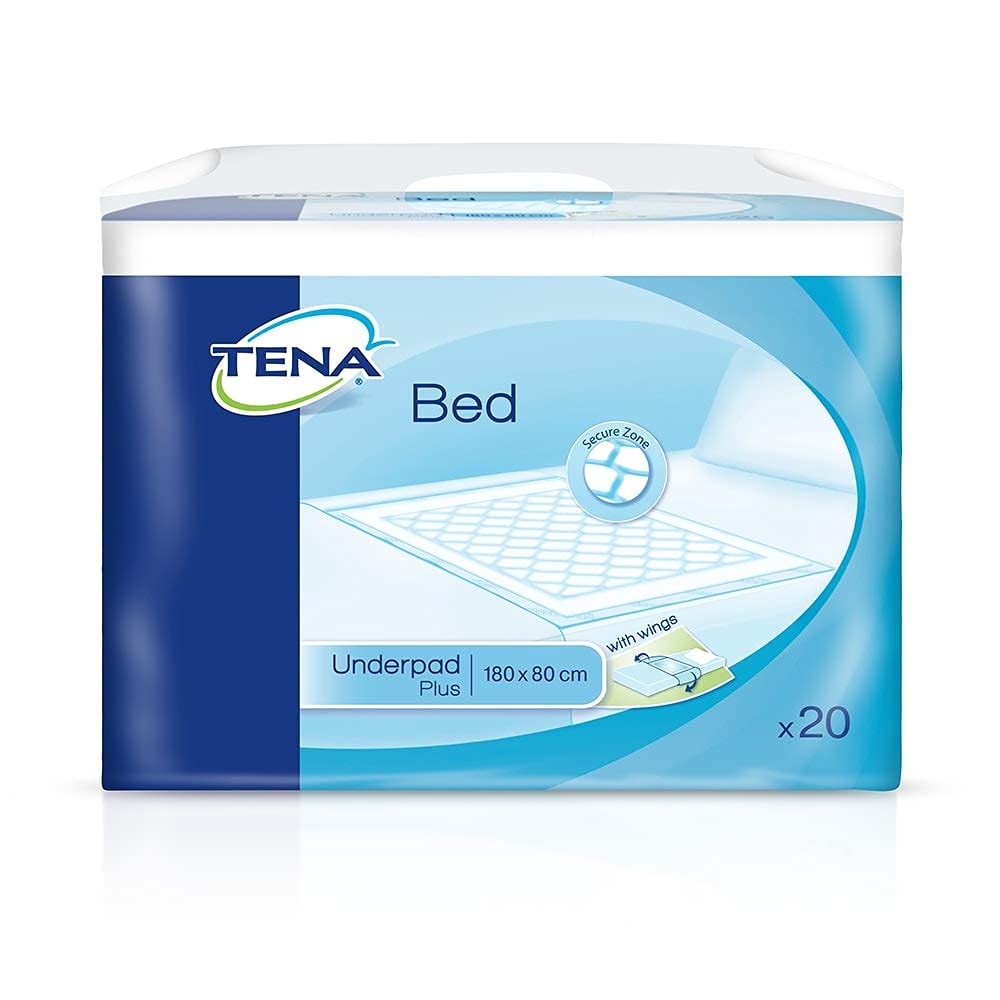 TENA Bed Incontinence Bed Pads - Plus with Wings - 180cm x 80cm (4 Packs of 20)