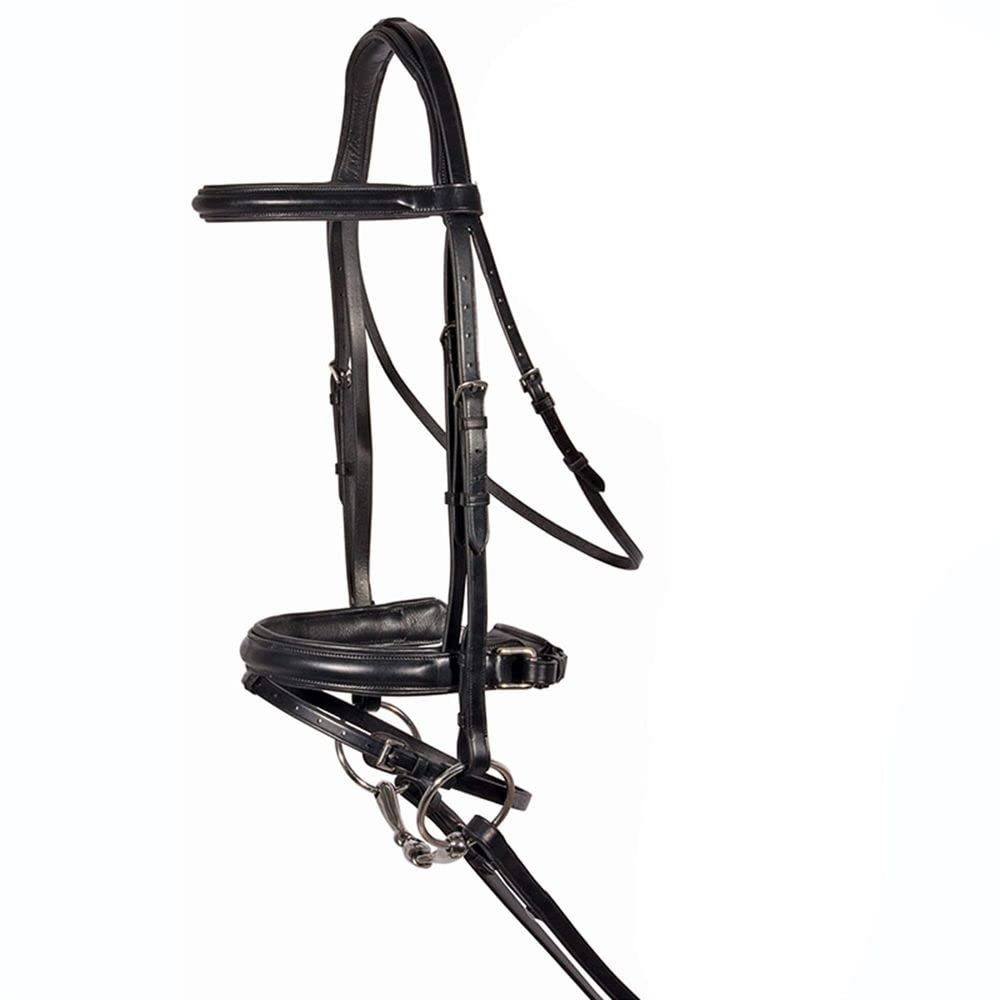Schneiders Premier Dressage Snaffle Bridle with Crank | Premium Buffalo Leather | Optimal Horse Comfort | Innovative Fold-Away-Flash | Comfort Plus Cutout Crown | Generously Padded | Size Full Size