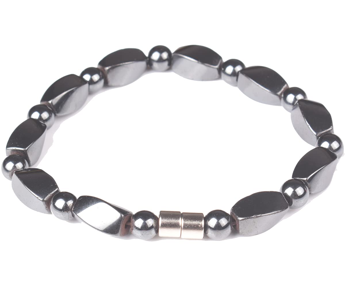 Hematite Bracelet - Strong Magnetic Therapy Necklace Naturally Reduces Arthritis Pain (8 in Black)