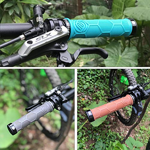 Fifty-Fifty Double Lock-On Mountain Bike Grips, Bicycle Handlebar Locking Grips, Non-Slip Mtb Handle Grips (Turquoise) #TOP5
