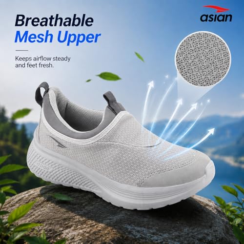 Image of ASIAN Wonderwalk-31 Men's Walking Shoes | Slip-On Daily Walk Trainer with Breathable Knit Mesh, Memory Foam Comfort & Lightweight Design