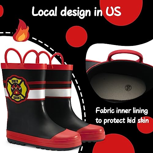 Image of mysoft Kids Rain Boots for Girls Boys Toddler Waterproof Rubber Cute Printed with Easy-On Handles