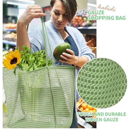 Image of KALIDI Beach Nylon Mesh Tote Bag, Casual Tote Bag Hobo Women Foldable MAX 23L Shoulder Bag For Beach Picnic Vacation
