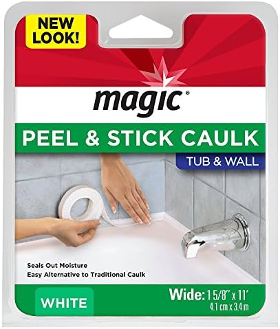 Magic Tub and Wall Peel and Caulk Strip - Create a Tight Seal Between the Bathtub and Wall to Keep Moisture Out - 1-5/8 Inch by 11 Feet - White