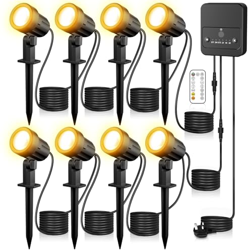 MEIKEE Outdoor Garden Spike Light Warm & Cold White Color Changing LED Landscape Spotlights IP66 Waterproof Lawn Light Decorative for Garden Lawn Landscape Patio Yard with UK Plug