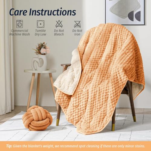 Image of Fleece Weighted Blanket for Adults 60 inch x 80 inch 15lbs Soft Fuzzy Blankets