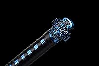 Vista 4 de Espada china de acero de alto carbono SJ SHI JIAN dinastía Tang Dao hoja recta con patrón de dragón funda