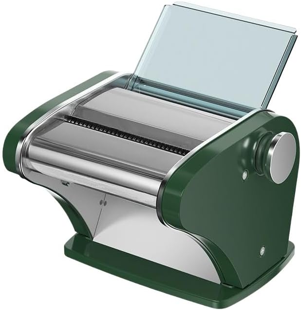 多機能電動麺メーカー 6段厚さ調節 充電式 そば うどん 餃子 生麺 ワンタン 家庭用 業務用 (グリーン,片手押し生地＋細丸麺)