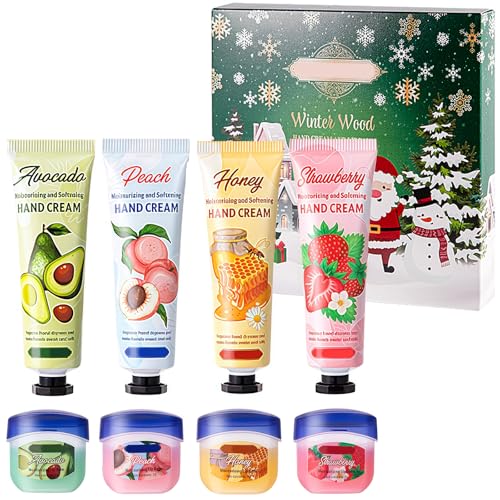 Hand Cream Sets 5 Pack, Christmas Hand Cream Gifts, Deeply Hydrating & Nourishing Hand Lotion, Mini Working Hand Cream for Dry Skin Day Night Cream (Christmas 4, Mini)