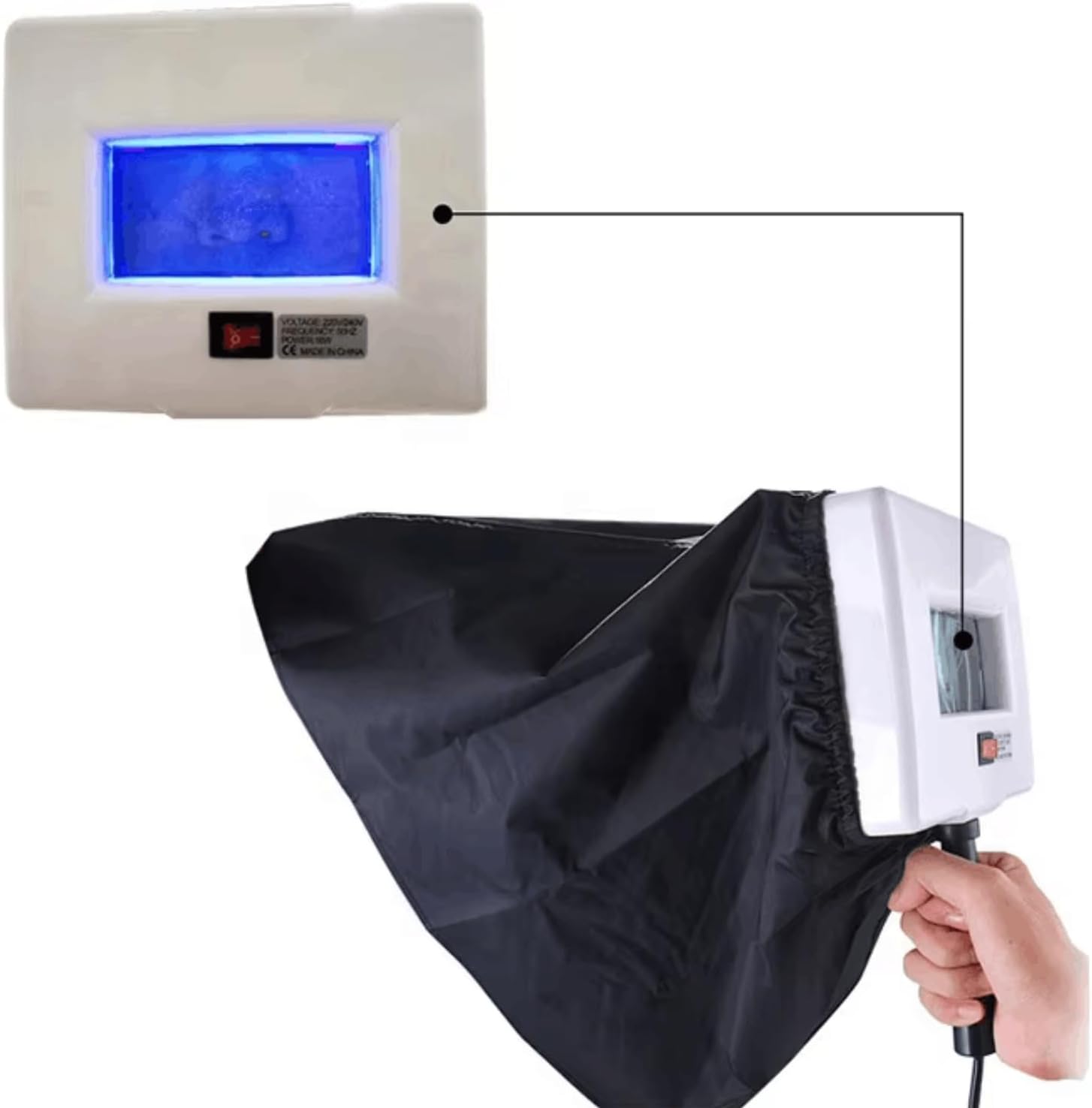 Portable Facial Skin Care Analyzer Detection Light with Shade Cloth for Home Use Salon Spa Machine, 3X Magnification, Human, Cat, Dog Pets Care