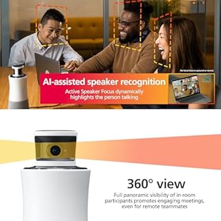 RICOH Meeting 360-360° Conference Room Camera - AI-Powered - Active Speaker Focus - USB-C Bus Powered - Zoom Certified - Works with Microsoft Teams, Google Meet, Cisco Webex