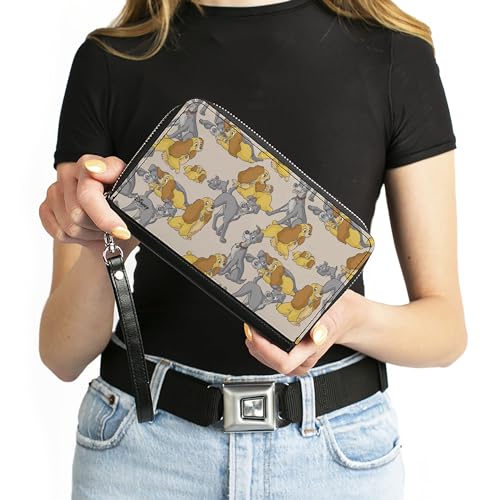 Buckle-Down Women's PU Zip Around Wallet Rectangle-Lady and The Tramp, 7.5"x4.5"4