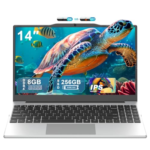 Image of 14 inch Laptop Computer, N5095 CPU,8GB DDR4 RAM(Up to 64GB Expansion),256GB NVMe SSD,FHD IPS Display,Win 11 Pro,Numeric Keypad,2.4 /5G WiFi,BT4.2,for Student and Business