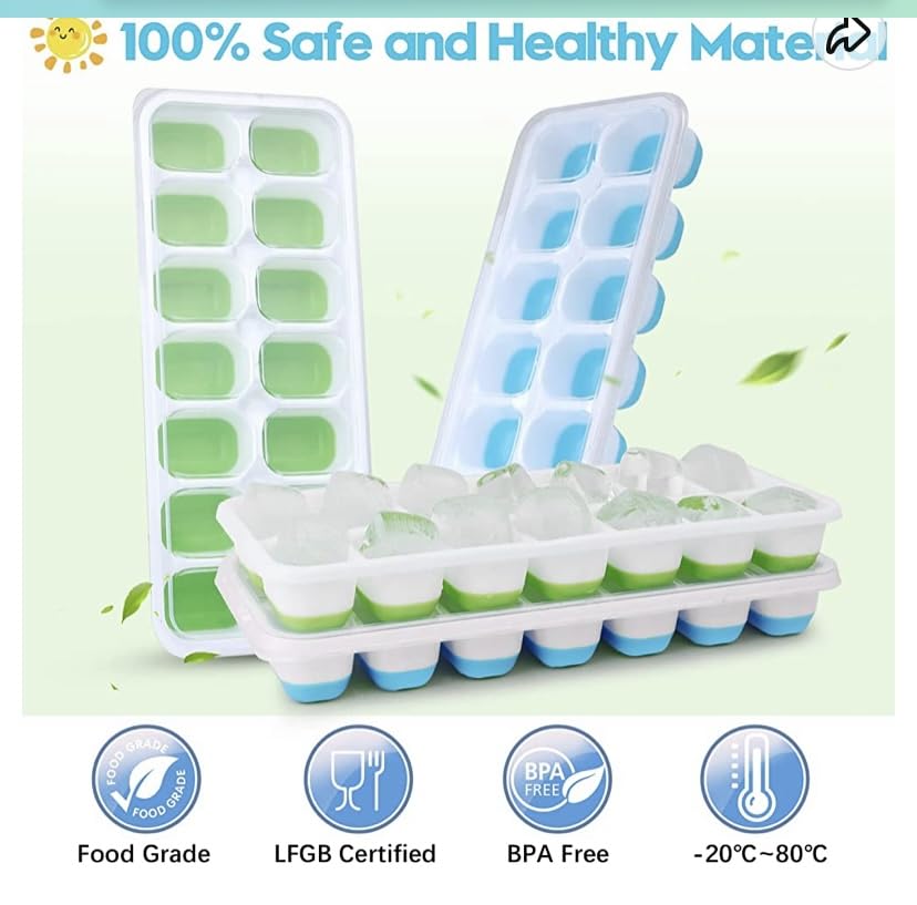 Set 4 Stampi Silicone Per Cubetti Ghiaccio - Formine Impilabili Con Coperchio Per Cocktail - Foto 8