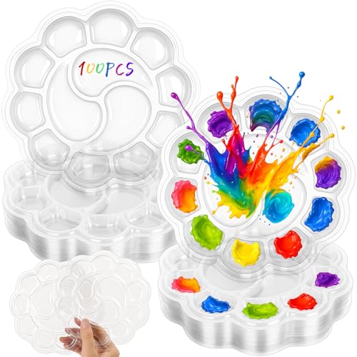 LemonSecret 100 Pcs Large Clear Paint Tray Palette Disposable Watercolor