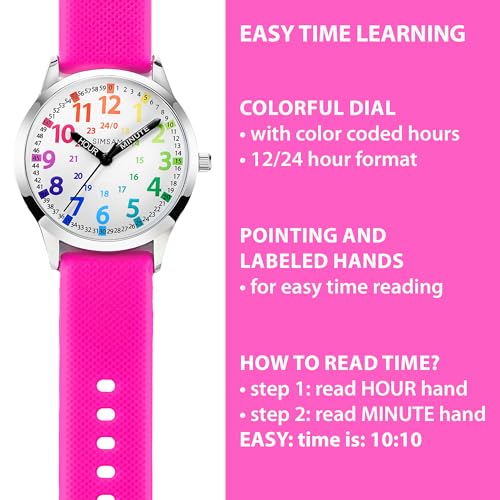 Image of Kids Analog Watch, Learning Watch for Kids 8-12, Waterproof Time Teacher Watches for Boys Ages 5-7 6-8, Easy to Read Educational Girls Watches Ages 8-12, Great Gift Boys Girls Year 4-12 Old Waterproof