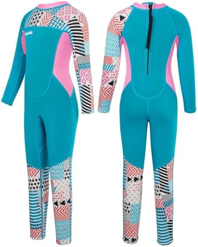 Gogokids Langarm-Neoprenanzug für Kinder, 2,5mm Neopren UV-Badeanzug Rückenreißverschluss, Thermo Neoprenanzüge für 2-10 Jahre Mädchen Jungen zum Schwimmen, Surfen, Tauchen
