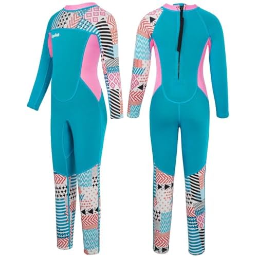 Gogokids Kinder Neoprenanzüge Thermische Bademode, Mädchen Einteiler Badeanzüge 2.5mm Neopren Taucheranzug Rash Guard Schnorchelanzug UV-Schutz 50+, M