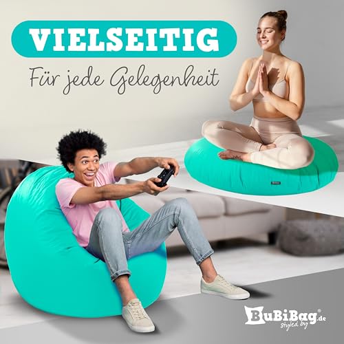 BuBiBag 2in1 Sitzsack L - XXL mit Füllung für Kinder & Erwachsene, Gaming Beanbag & Bodenkissen...