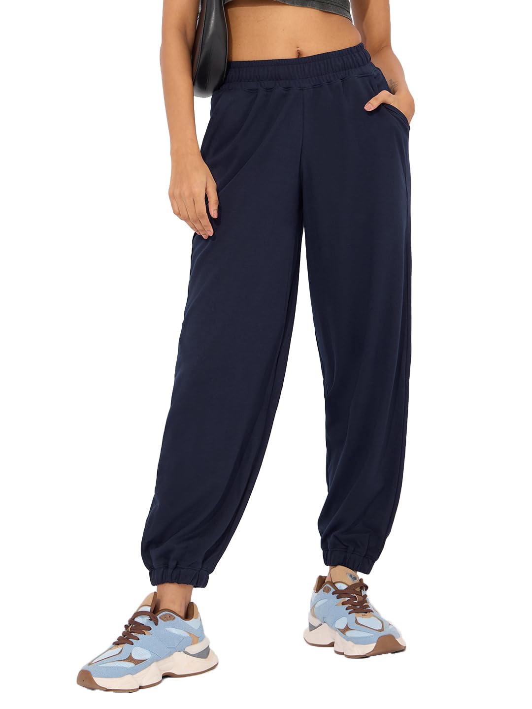 the souled store Solids: Navy Blue Women and Girls Pull On Cotton Joggers-picture-44