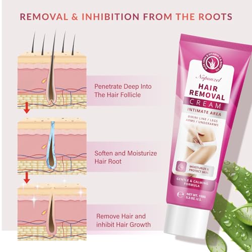 Nopunzel Hair Removal Cream For Women: Depilatory Cream For Intimate Areas And Pubic Area With Aloe Vera And Vitamin E thumb #4