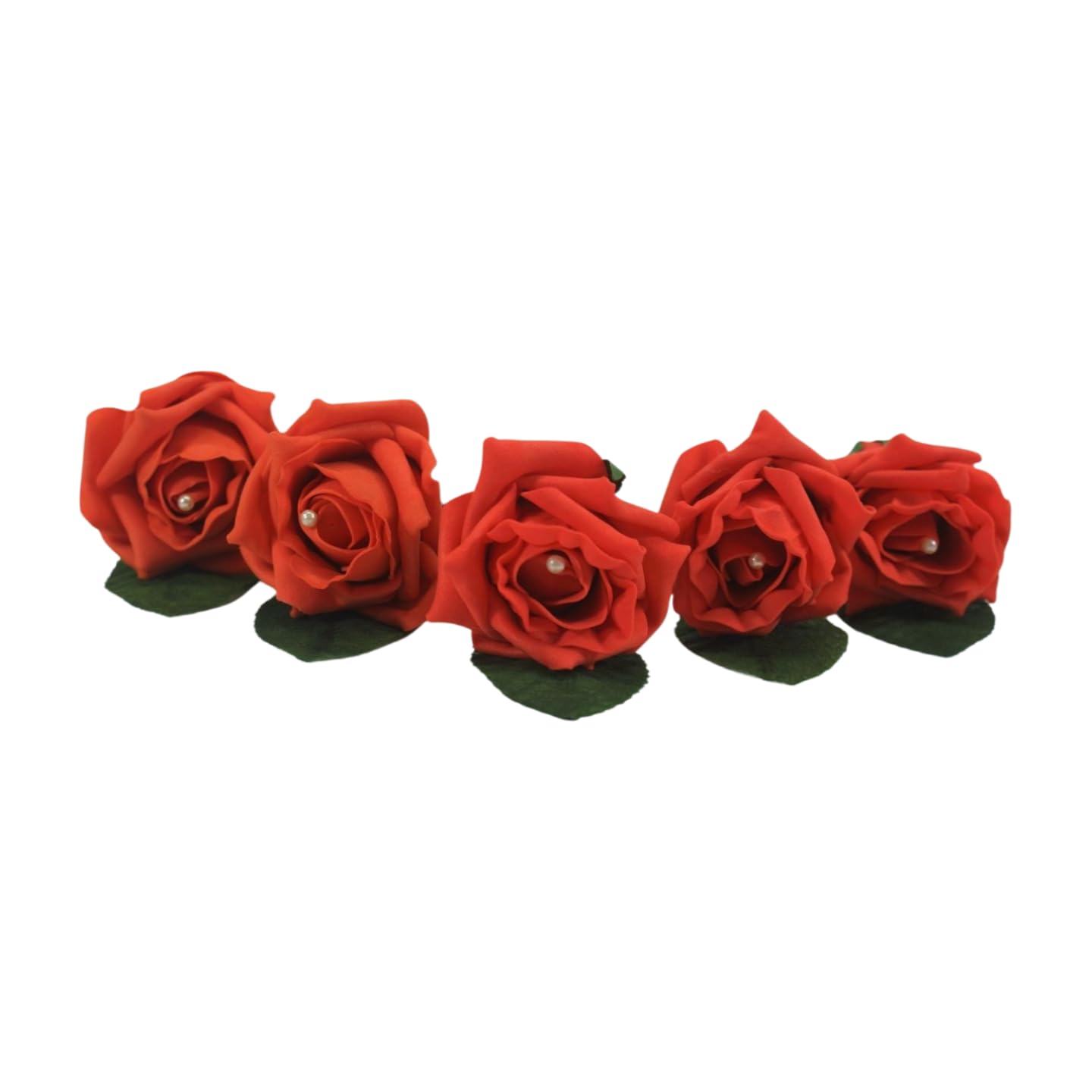 Shimmer-hj 5 Orange Handmade Rose Buttonholes with Pearl - Artificial Flower Boutonniere & Corsage for Weddings, Proms, Bride, Groom, Bridesmaid & Guests โ image 1