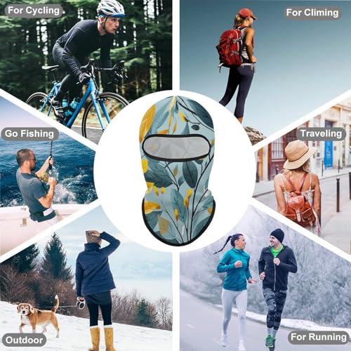 Balaclava mask para hombre y mujer con diseño de tallos y hojas amarillas, cubre rostro completo para ciclismo miniatura 6