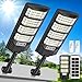 PEAKRO Farolas Solares Exterior, 600W Potente Focos LED Solar con Mando a Distancia, Sensor de Movimiento, IP66 Impermeable 6500K Luz Solar Exterior Lampara Solar Jardín para Garage Patio (2 Pack)