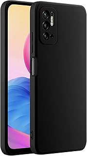 (Redmi Note 10 5G) Soft Silicone Gel Rubber Shockproof Back Case Cover Matte Finish Inner Cloth Lining with Camera Protection (Black)