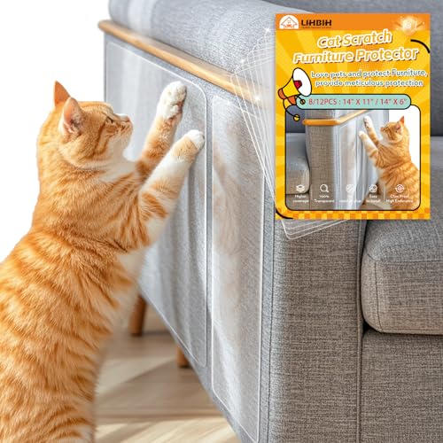 Kratzfolie Katze Selbstklebend, 8 Stück Kratzschutz Selbstklebend Tape Transparent – Katzen Kratzschutz für Sofa, Möbel, Tür und Wand, Anti...