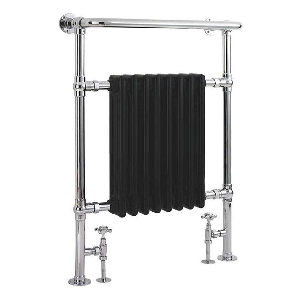 Milano Elizabeth Chrome Black Heated Towel Rail Overhanging Rail - 960mm x 675mm