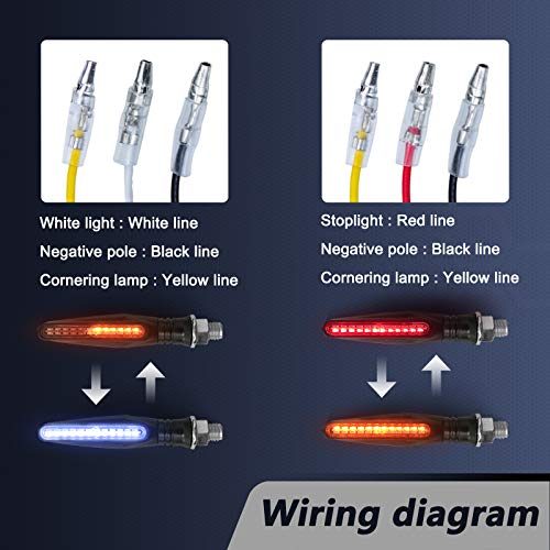 Motorcycle Indicators Flowing Turn Signal Lights Motorbike Turning Indicators Daytime Running Lights Brake Lights 12V for Motorcycle Motorbike(Pack of 4) - Thumbnail 7