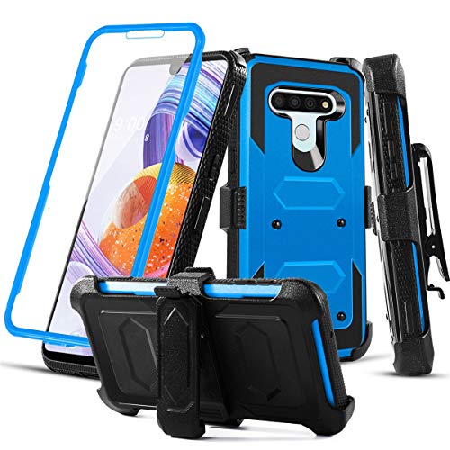 RioGree Phone Case for LG Stylo 6 with Belt Clip Screen Protector Kickstand Heavy Duty Durable for Women Men Girls Boys (Blue)