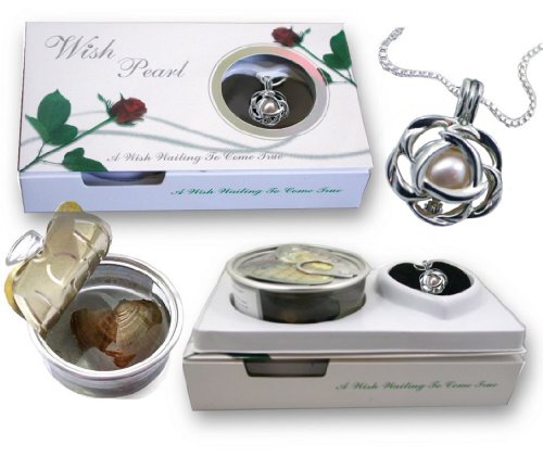 Pearlina Rose Sterling Silver Necklace Freshwater Cultured Pearl in Oyster Cage Wish Pearl Set,18"2