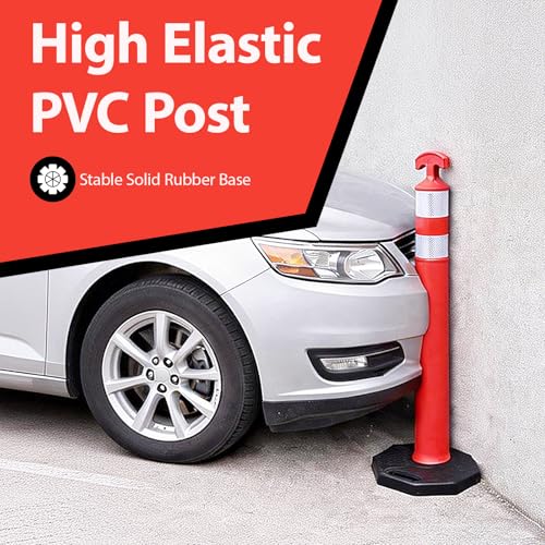 Image of BESEA 6 Pack 36 Inch Traffic Delineator Post Cones with Heavy-Duty Base