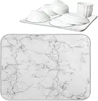 Tapete Escorredor de Louça Feito em Terra Diatomácea Com Desenho de Mármore Absorvente Antiderrapante Rápida Secagem Protege a Pia Ideal para Pratos Copos e Utensílios