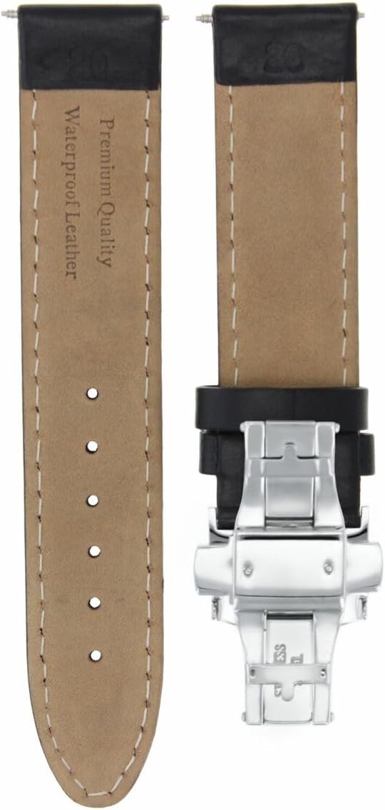 Ewatchparts 20mm Genuine Leather Smooth Watch Band Strap Compatible With Tag Heuer Aquaracer F1 Clasp Black