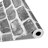 VEVOR Carta da Parati Adesiva Decorativa 45 cm x 10 m, Rotolo di Carta da Parati Autoadesiva in Vinile, Impermeabile, per Rivestimenti Murali, Camere da Letto, Cucine, Mattoni Grigi