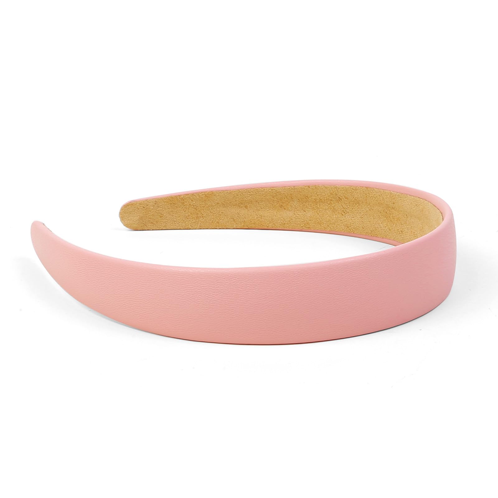 Pink Leather Headband with Gold Stud Details Gold Studded Heart Velvet Knot Headband main image 4
