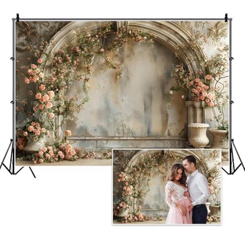 Fondo fotográfico flores vintage 10x8ft rosa miniatura 1