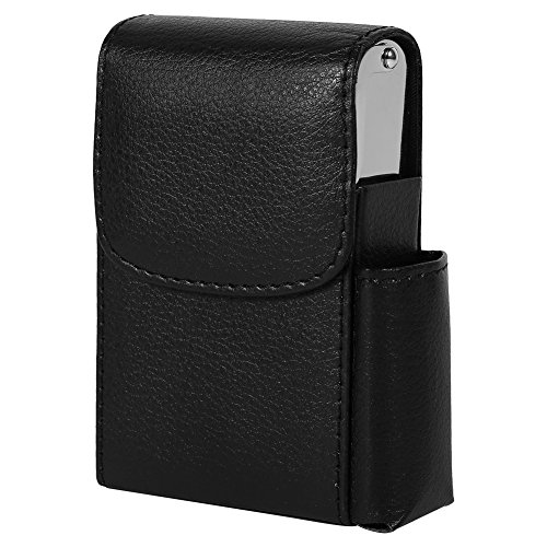 Caja de Cigarrillos, Cuero de la PU Bolsa De Tabaco Soporte para Encendedor Contenedor de Almacenamiento Multifuncional para Tarjetas de Presentación Elección de Regalo Ideal (Negro) Cover
