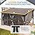 AECOJOY 14' x 10' Gazebo for Patio, Hard Top Lean to Gazebo Pergola with Curtains and Mosquito Netting, Large Wall-Mounted Heavy Duty Awnings for Patio, Decks, Backyard and More