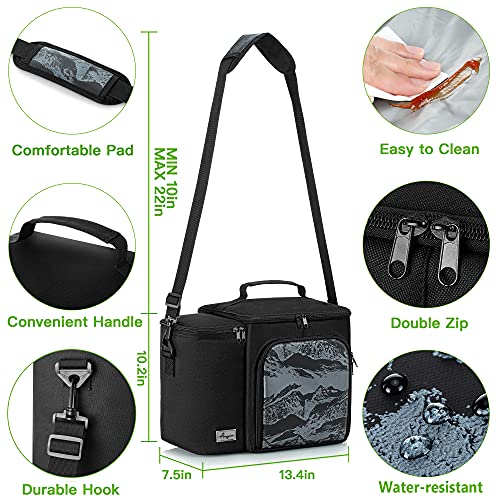 Ausprn Lunch Box For Men Heavy Duty, Large Insulated Lunch Bag For Men Women Adults, Reusable Mens Lunch Box Cooler For Work Driver Picnic Camping, Black #TOP4