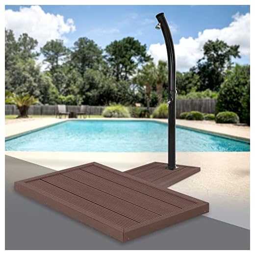 Ml-Design Elemento De Suelo De Wpc Para Ducha Solar Marrón 101 X 63 X 5,5 Cm Base Antideslizante Incluye Material De Montaje Placa Exterior Pavimento Robusto Para Piscina De Patio O Jardín