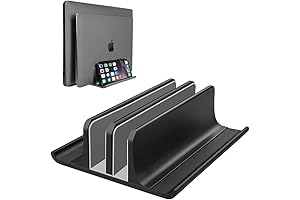 Vaydeer Dual Adjustable Vertical Laptop Stand for MacBook and iPad, 2 Slots Desktop Holder