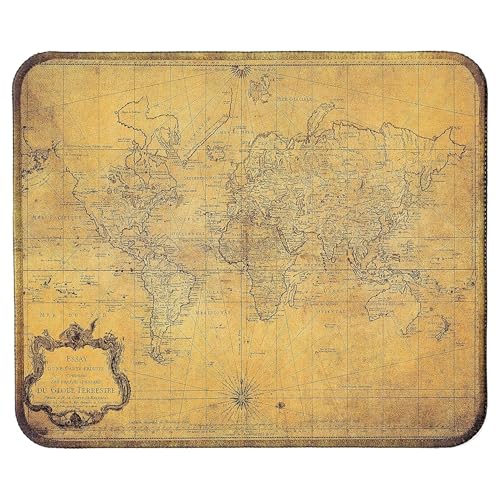 Silent Monsters Tapis de Souris S 24 x 20 cm, Petit Mouse Pad, Motif Carte du Monde, Tapis de Souris en Tissu, antidérapant, Silencieux, Le Jeu vidéo, Bureau, Home Office, Lavable, Enroulable, Cousu