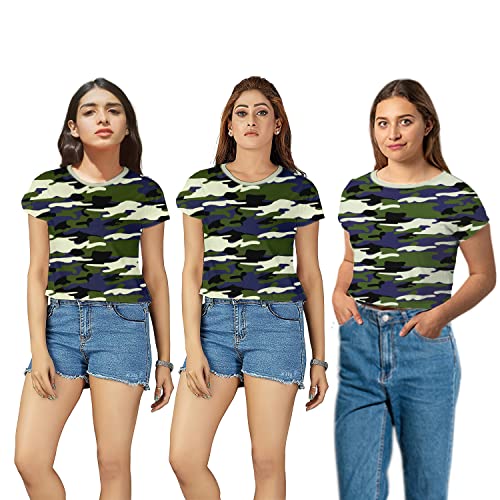 Image of Hangout Hub Women Crop Top T-Shirts | Round Neck Plain Solid Tshirts | Double Weaved | Shrink Free Tees | Casual T-Shirt for Woman Ladies Girls(Cotton|Pack of 3)